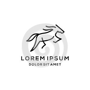 Horse logo vector icon illustration design in vintage hispter outline line linear style