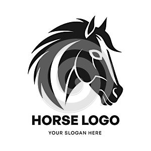 Horse logo vector template emblem symbol. Head icon design isolated on white background. Modern black and white