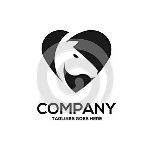 Horse love template with negative space