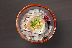 Horse mackerel sashimi with mushroom rice bowl