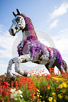 a horse made of flowers