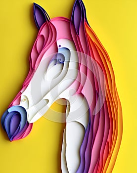 Horse made of paper and cardboard.Quilling