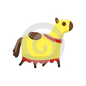 Horse in medieval horsecloth cartoon vector Illustration