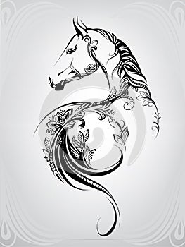 Horse in the ornament. vector illustration