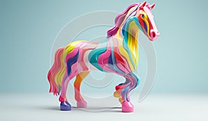 Horse, pony, toy in soft colors, plasticized material, educational material for children to play. AI generated