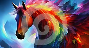 Horse portrait in splashing colors