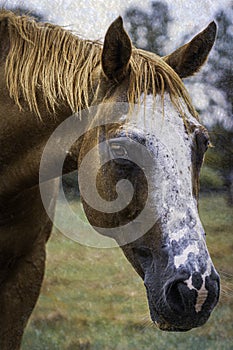 Horse portrait with textured effect