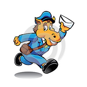 Horse postman character delivering mail