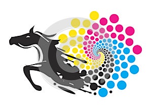 Horse with print colors circle.