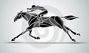 Horse race. Equestrian sport. Silhouette of racing with jockey