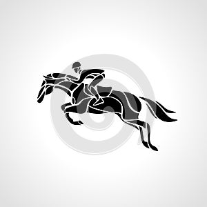 Horse race. Equestrian sport. Silhouette of racing with jockey