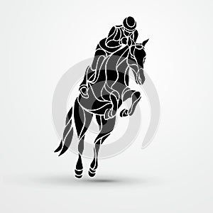 Horse race. Equestrian sport. Silhouette of racing with jockey