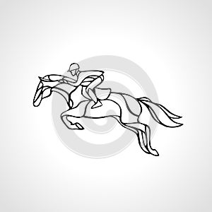 Horse race. Equestrian sport. Silhouette of racing with jockey