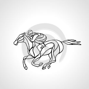 Horse race. Equestrian sport. Silhouette of racing with jockey