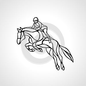 Horse race. Equestrian sport. Silhouette of racing with jockey