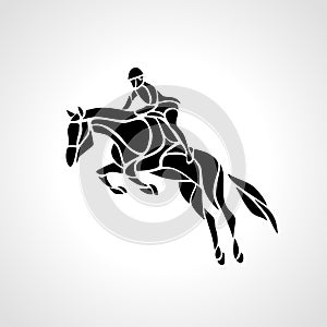 Horse race. Equestrian sport. Silhouette of racing with jockey