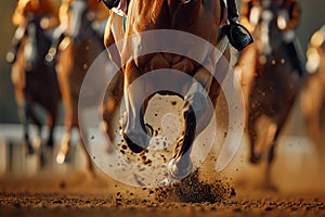 Un cavallo la gara eccitazione azione pieno immagine da un cavallo da corsa 