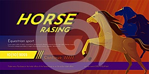 Horse race poster. Sport competition banner. Champion cup logo. Melbourne derby run party. Jockey and equestrian riding