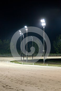 Horse race track at night