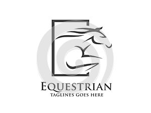 Horse racing logo template, equestrian logo photo