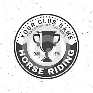 Horse racing sport club badges, patches, emblem, logo. Vector illustration. Vintage monochrome equestrian label with