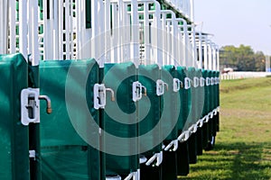 Horse racing starting gates close-up