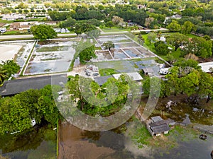 Horse ranch farms flooded in Southwest Ranches FL USA after many days of heavy rain storms