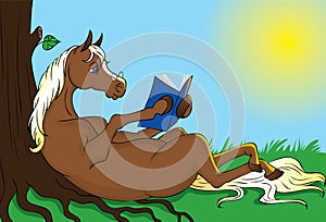 Horse reading book