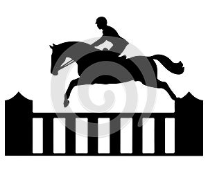 Horse and Rider Clearing a Fence Silhouette