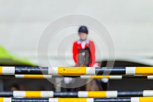 Horse Rider Jump Poles Blurred Out Focus