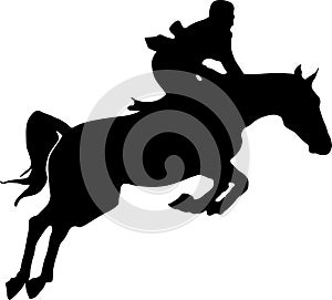 Horse and rider jumping silhouette