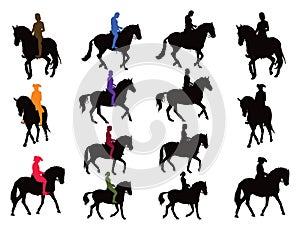 Horse rider silhouettes collection photo