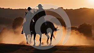 horse and rider on sunset silloutte fine art horse riders silhouette