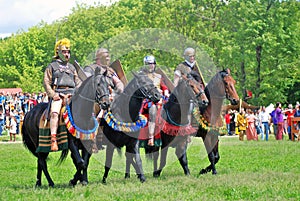 Horse riders on the battle field.