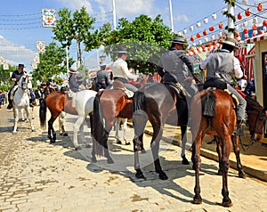 Horse riders at the Sevilla Fair, Spain