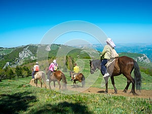 Horse riders traveling