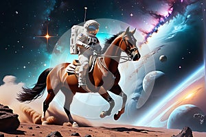 A Horse Riding an Astronaut: Digital Render Ultra Realism with Soft Ambient Lighting and Gravity-Defying Charm