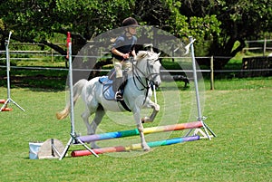 Horse riding little girl