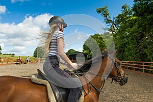 Horse riding at paddock