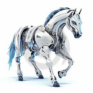 Horse robot robotic animal isolated over white background. AI Generated