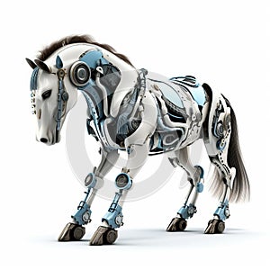Horse robot robotic animal isolated over white background. AI Generated