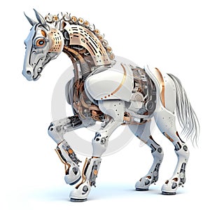 Horse robot, robotic animal isolated over white background. Created with generative Ai