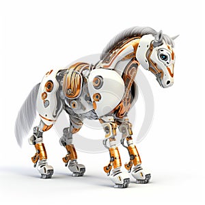 Horse robot, robotic animal isolated over white background. Created with generative Ai