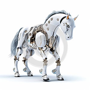 Horse robot, robotic animal isolated over white background. Created with generative Ai