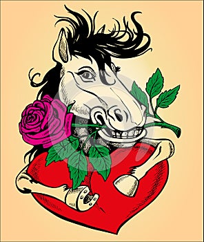 Horse, rose and heart