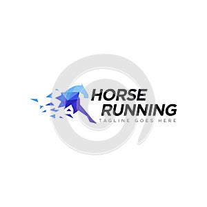 Horse running logo, with equine crack crystal vector