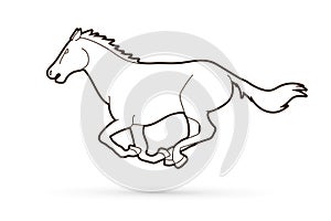 Horse running outline cartoon graphic
