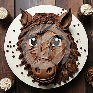 Horse Face Chocolate Cake - Lush And Detailed 2d Design