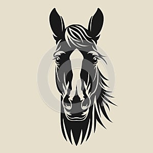 Horse's head farm animal black color