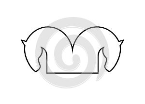 Horse\'s heads is drawn with black line on white background